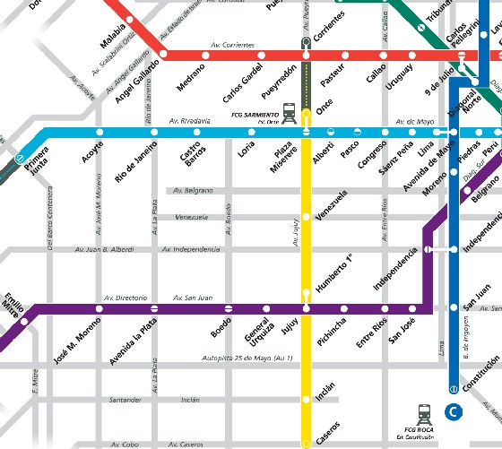 Mapa de la red de Subte Buenos Aires